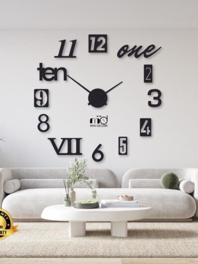 Beautiful Mix Digit Wood Wall Clock – 24 x 24 Inches Laminated Chipboard, 12-Hour Display