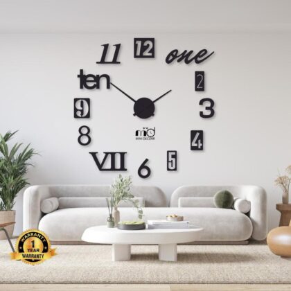 Beautiful Mix Digit Wood Wall Clock – 24 x 24 Inches Laminated Chipboard, 12-Hour Display