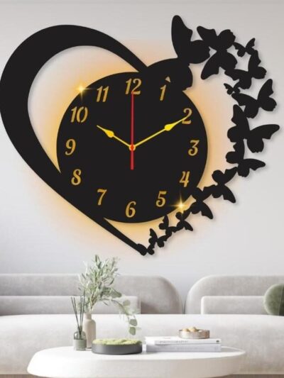 Heart Shaped Design Laminated Wall Clock With Backlight 16 x 16 Inches