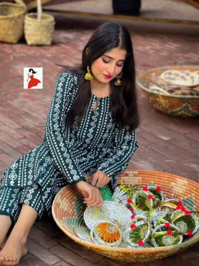 2 Pcs Women Summer Printed Linen Stitched Suit – Linen 68 x 68
