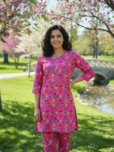Eid Collection 2 Pcs Women's Stitched Multicolor Cotton Lawn Printed Suit