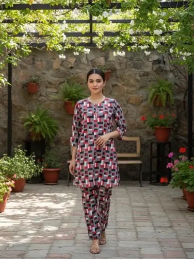 Eid Collection 2 Pcs Women's Stitched Multicolor Cotton Lawn Printed Suit