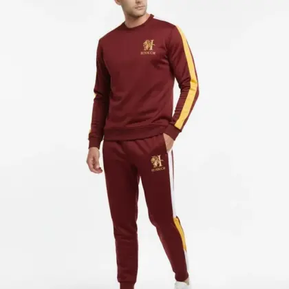 Buy Men's Fleece Printed Sweatshirt Track Suit – 2 Pcs (Maroon)