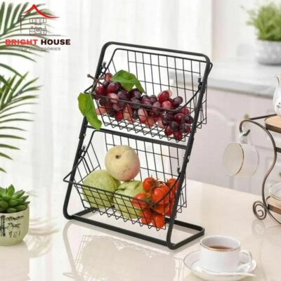 Buy Premium 2-Tier Metal Fruit Basket for Kitchen Pakistan