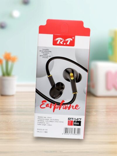 Super Bass Wired Earphones – Metal & Silicone, Black, TPE Cable, 1 Pc
