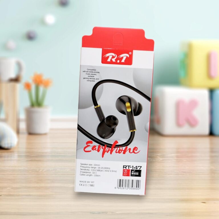 Super Bass Wired Earphones – Metal & Silicone, Black, TPE Cable, 1 Pc