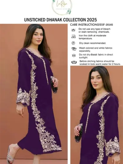 Unstitched Dhanak Summer Collection 2026 Embroidered Lawn Suit 2 Pcs – Blue