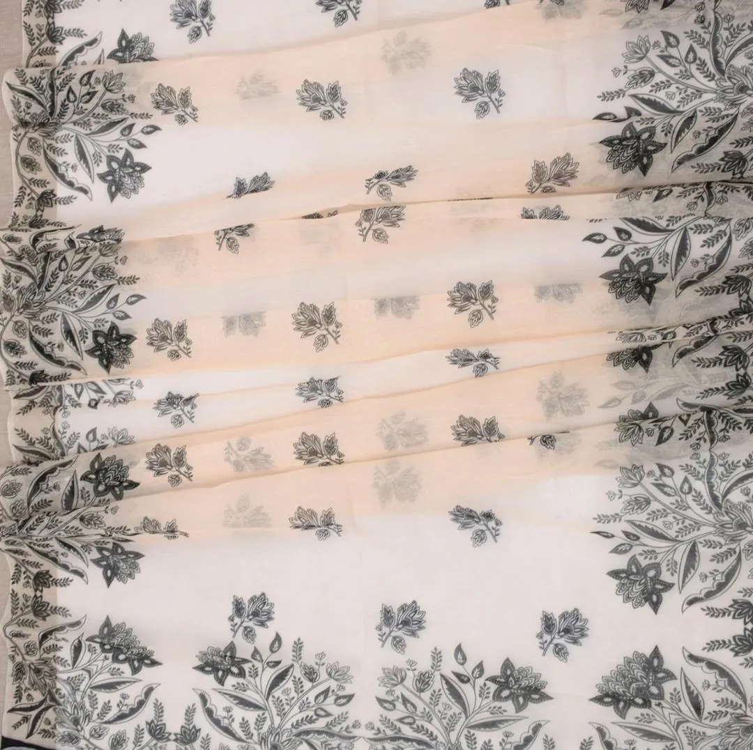 Unstitched Beige Embroidered Lawn 3-Piece Suit with Printed Diamond Dupatta for Eid & Ramadan