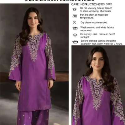 Unstitched Purple Embroidered 2-Piece Lawn Suit Summer Collection 2026