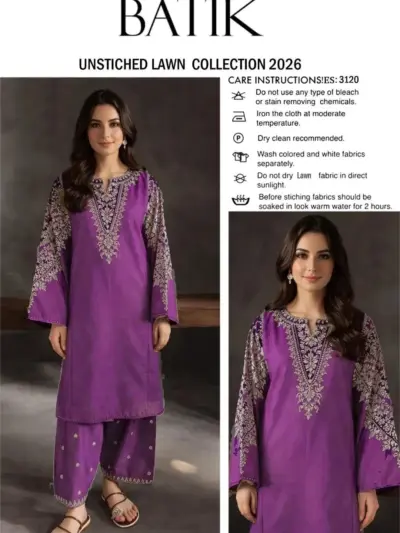Unstitched Purple Embroidered 2-Piece Lawn Suit Summer Collection 2026