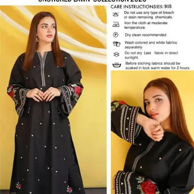 Unstitched Black Embroidered 2-Piece Lawn Suit Summer Collection 2026