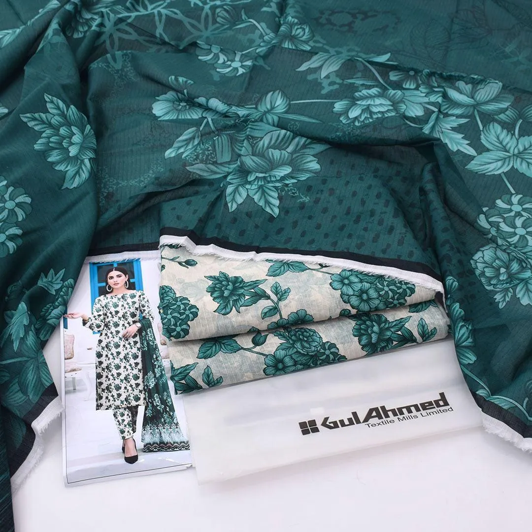 Green Floral Digital Print Lawn 3 Piece Suit for Eid & Summer