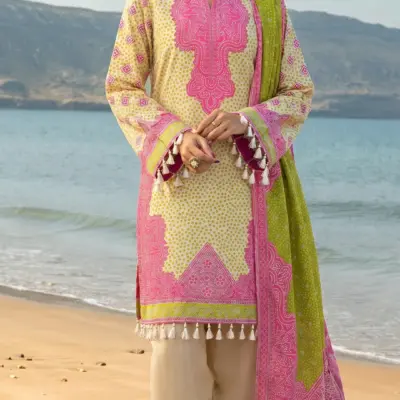Women’s Off White Printed Lawn Unstitched 3 Piece Suit with Dupatta