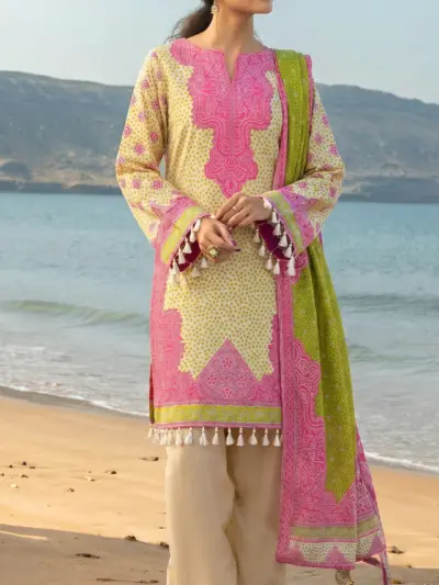 Women’s Off White Printed Lawn Unstitched 3 Piece Suit with Dupatta