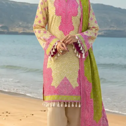 Women’s Off White Printed Lawn Unstitched 3 Piece Suit with Dupatta