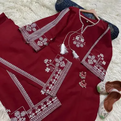 Buy Air Saree Aari Embroidery Bareeza Cotton Suit