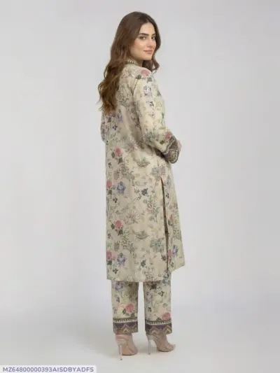 Buy Beige Floral Lawn 2-Piece Kurta Set Online