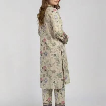 Buy Beige Floral Lawn 2-Piece Kurta Set Online