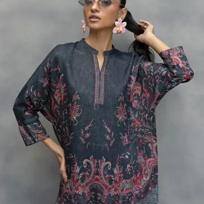 Buy Multicolor Ban Collar Lawn Shirt & Trouser Set