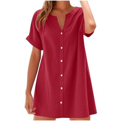 Buy V-Neck Cotton Summer Dress Online