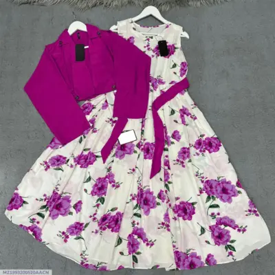 Buy Digital Printed Sleeveless Maxi Dress with Cotton Koti