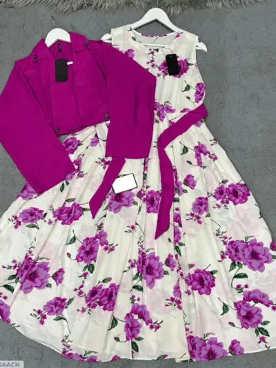 Buy Digital Printed Sleeveless Maxi Dress with Cotton Koti