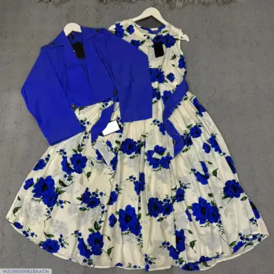 Buy Blue Floral Maxi Dress with Button Koti Online