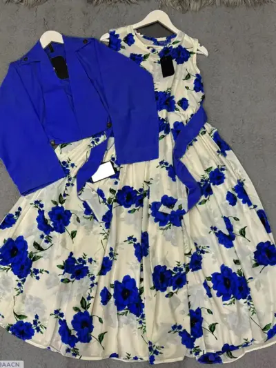 Buy Blue Floral Maxi Dress with Button Koti Online