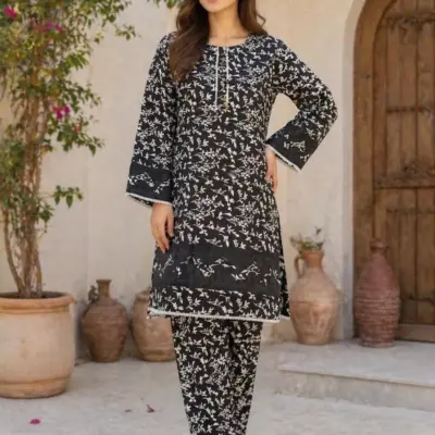 Buy Black Printed Kurta Pajama Set for Women Online