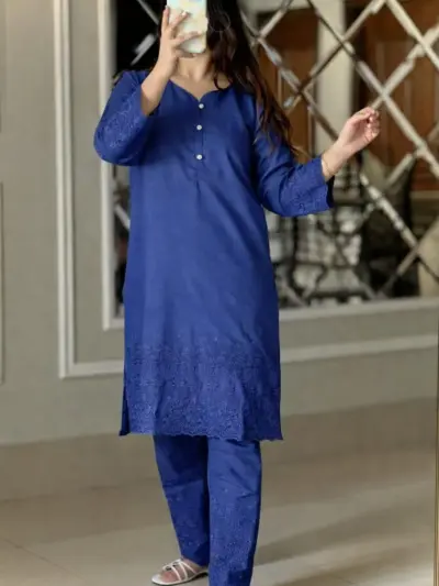Buy Blue Chikankari Cotton Kurta Set for Women Online