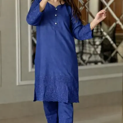 Buy Blue Chikankari Cotton Kurta Set for Women Online