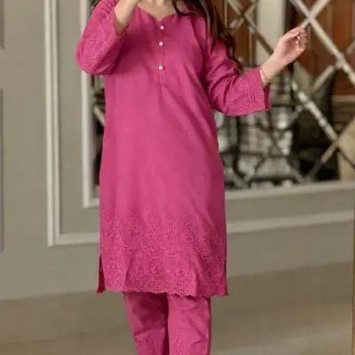 Buy Pink Chikankari Cotton Kurta Set for Women