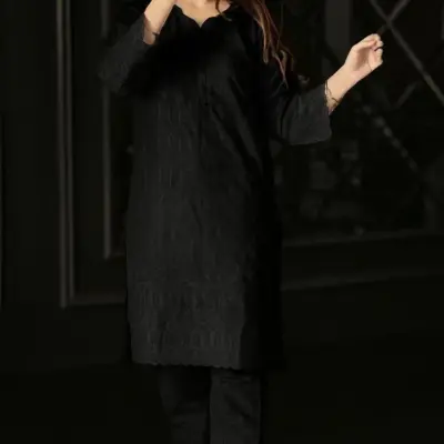 Buy Black Chikankari Cotton 2Pcs Set for Women