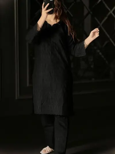 Buy Black Chikankari Cotton 2Pcs Set for Women