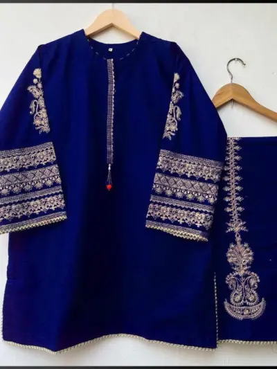 Buy Blue Embroidered Kurta Set for Women Online