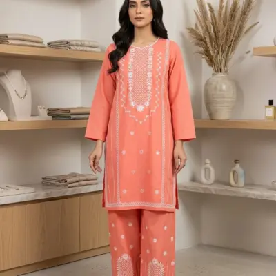 Buy Women Cotton Embroidered 2-Piece Suit Multicolor