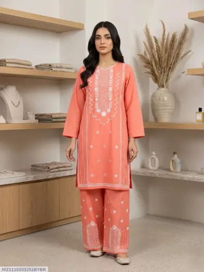 Buy Women Cotton Embroidered 2-Piece Suit Multicolor