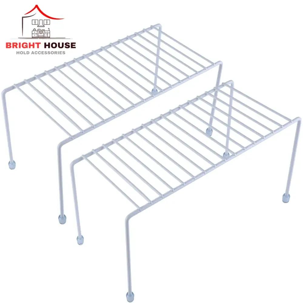 Two Tier Metal Spices Rack White Kitchen Storage Organizer