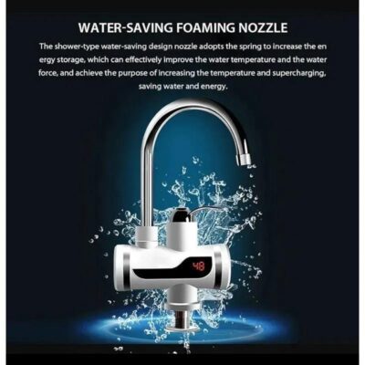 Instant Hot Water Faucet with Digital Temperature Control – ABS Plastic Kitchen Tap Extender, White