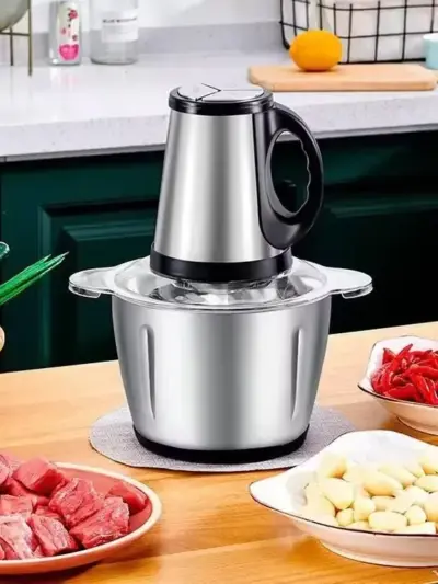 3L Stainless Steel Electric Chopper with 4 Blades & 3 Speed Control – Multicolor