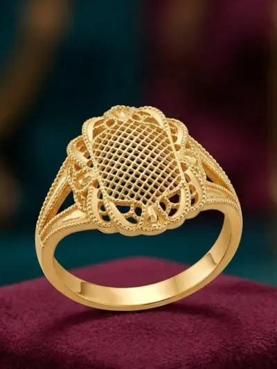 Golden Vintage Wedding Ring for Women Gold Plated Casting 1 Pc