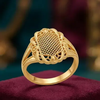 Golden Vintage Wedding Ring for Women Gold Plated Casting 1 Pc