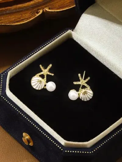 Silver Star Stud Earrings 2 Pcs Metal Earrings for Women