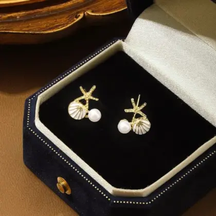 Silver Star Stud Earrings 2 Pcs Metal Earrings for Women