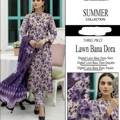 Purple Digital Print Lawn 3-Piece Suit for Women Eid Summer Collection