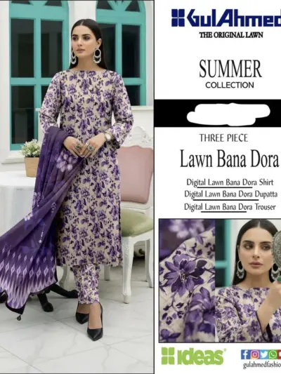 Purple Digital Print Lawn 3-Piece Suit for Women Eid Summer Collection