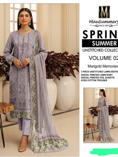 Purple Printed Lawn 3-Piece Unstitched Suit for Women Summer Collection