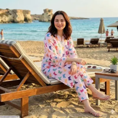 2 Pcs Printed Cotton Lawn Suit for Women – Pink Candy Prints Shirt & Trouser