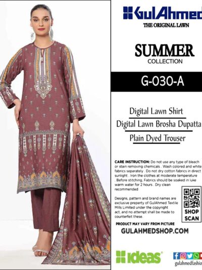 Women Printed Lawn 3 Piece Unstitched Suit Eid Summer Set Maroon G-030-A