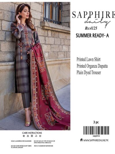 3 Piece Printed Lawn Suit for Women Purple Eid Summer Banarsi Dupatta Dress